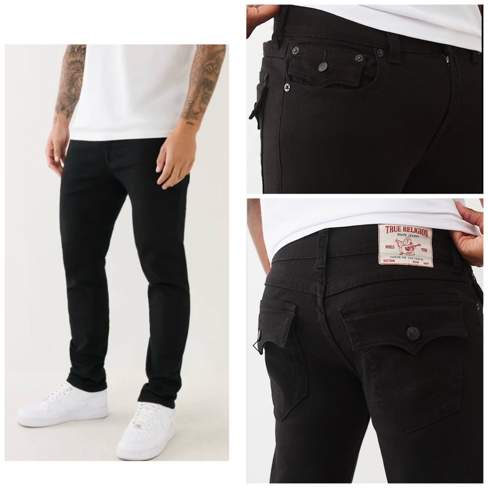 NWT-True Religion Men’s Black  RICKY RELAXED STRAIGHT JEAN 29x32
